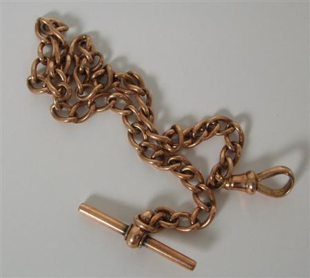 Appraisal: A ct rose gold single Albert chain of oval belcher