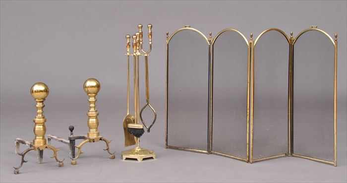 Appraisal: PAIR OF FEDERAL BRASS ANDIRONS Each with ball finial over