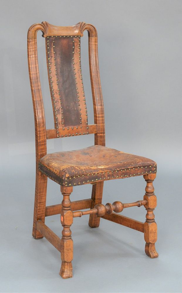 Appraisal: Queen Anne Maple and Tiger Maple Side Chair having carved