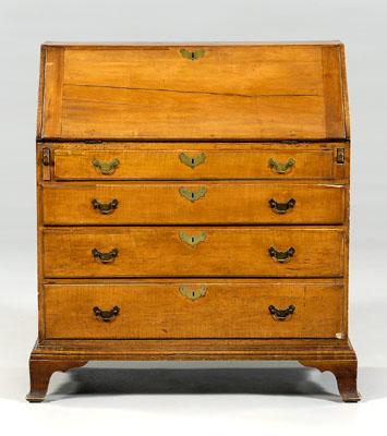 Appraisal: New England Chippendale desk tiger maple and cherry slant lid