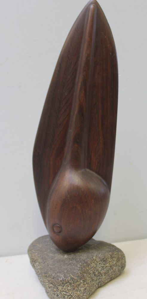 Appraisal: UNSIGNED Finely Executed Rosewood Sculpture Of A Tadpole Raised on