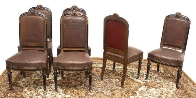 Appraisal: lot of French Napoleon III parcel ebonized walnut dining chairs