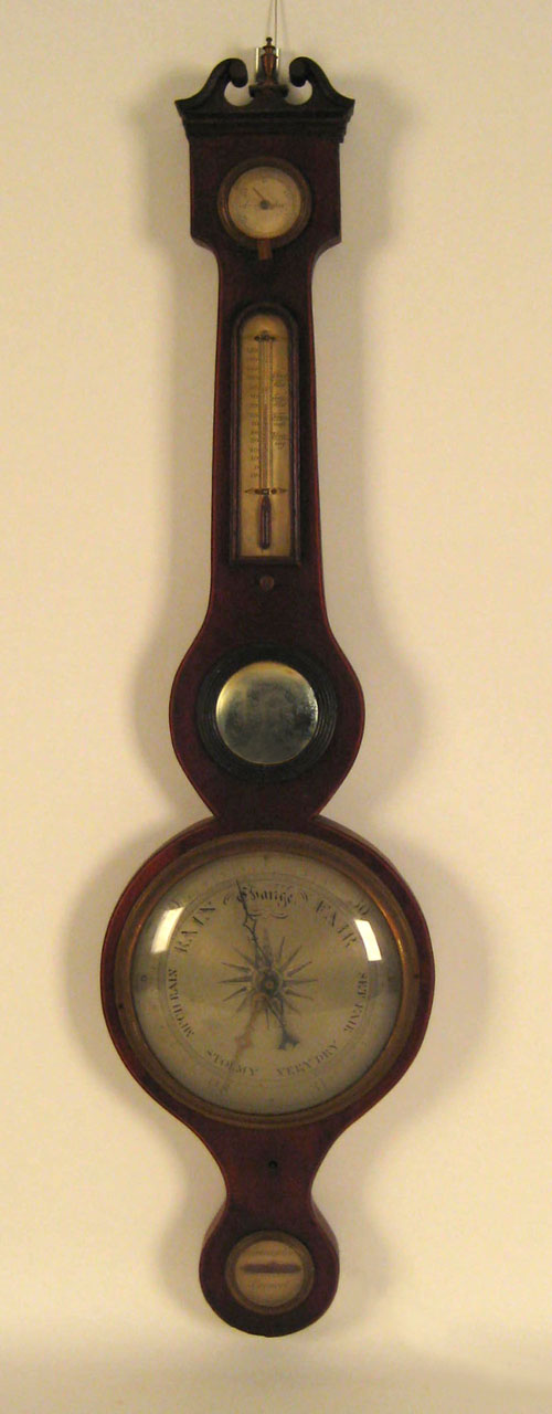 Appraisal: English mahogany banjo barometer early th c h