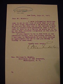 Appraisal: TLS one page on Allan Pinkerton letterhead dated July signed