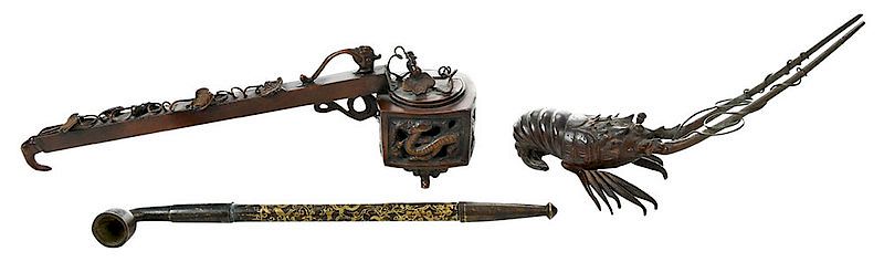 Appraisal: Three Bronze Asian Items Chinese or Japanese late th th