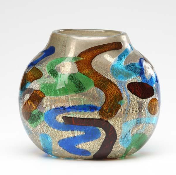 Appraisal: MURANO Glass vase with freeform shapes in polychrome and gold