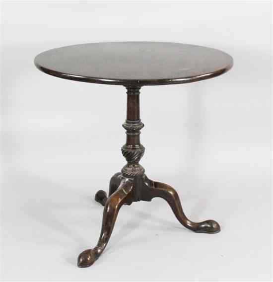 Appraisal: A George III mahogany tilt top occasional table on a