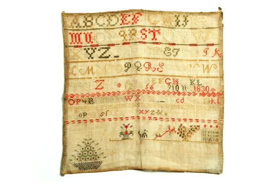 Appraisal: SAMPLER American silk on linen unsigned Sets of alphabets and