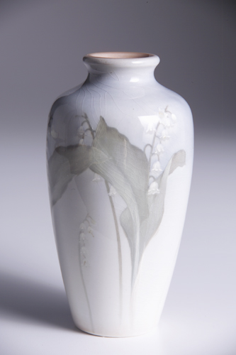 Appraisal: ROOKWOOD Iris glaze vase painted by Carl Schmidt with lily-of-the-valley