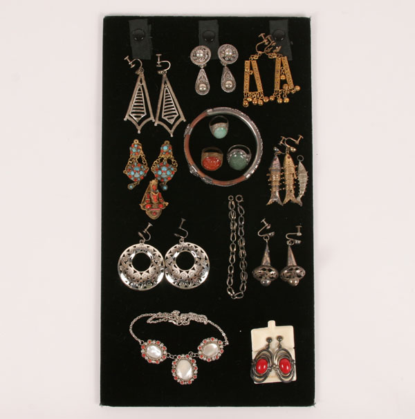 Appraisal: Lot of pieces vintage ethnic jewelry including pair Alpaca Mexican