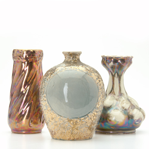 Appraisal: ARC-EN-CIEL Three vases with lustered glazes All marked Tallest