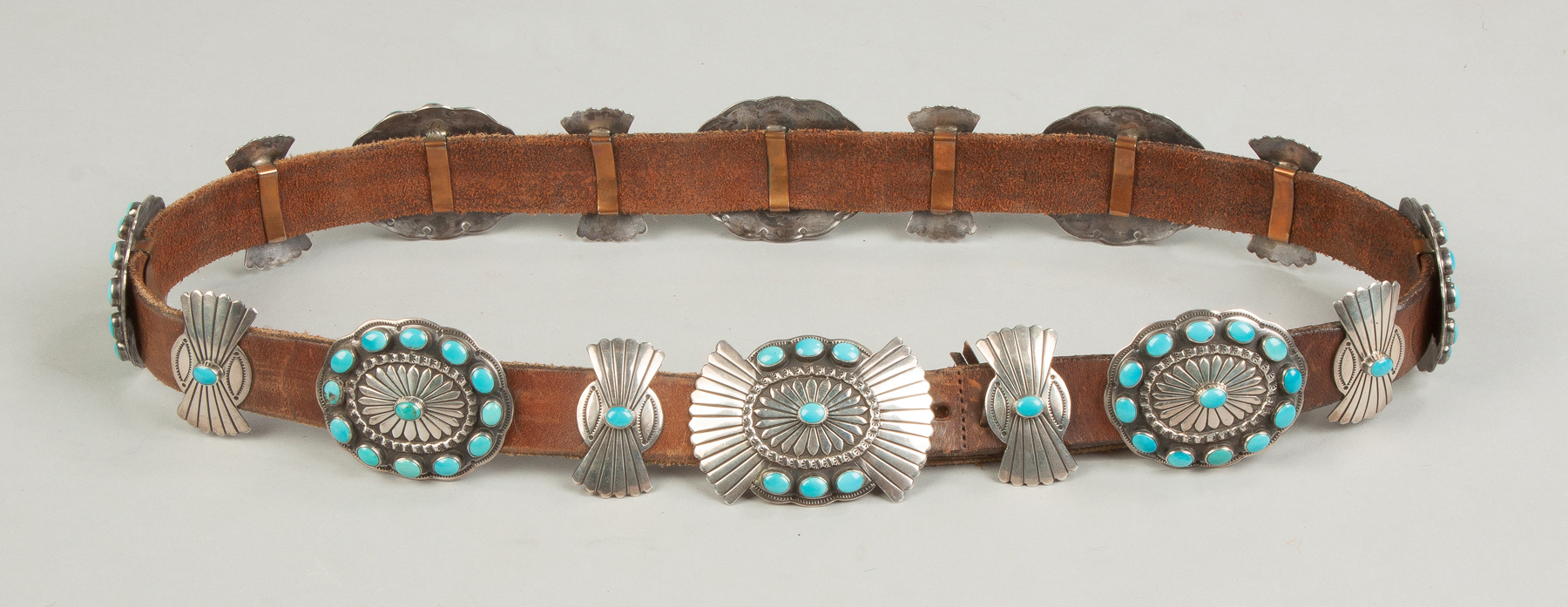 Appraisal: Navajo Silver Turquoise Belt Sgn LC