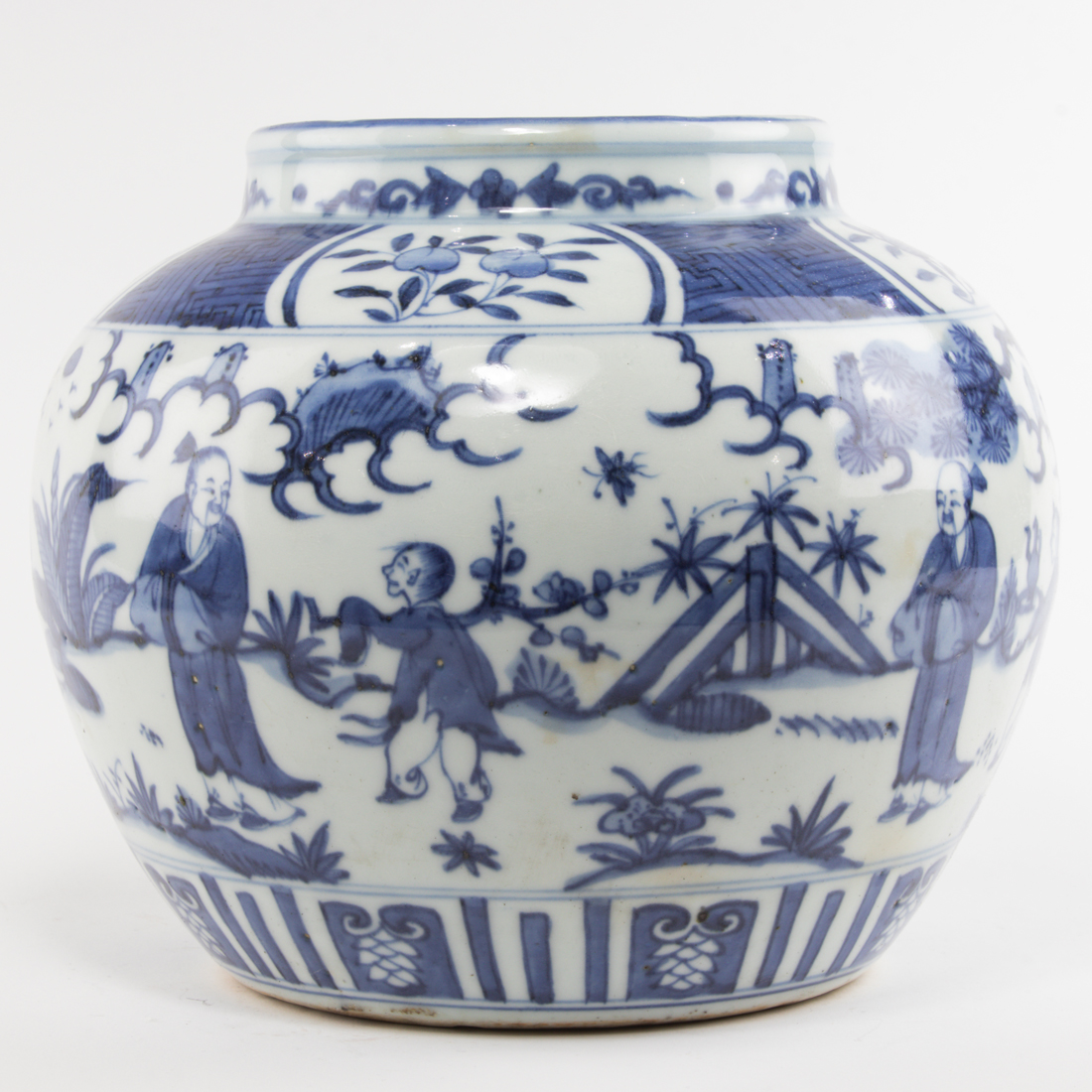 Appraisal: CHINESE BLUE AND WHITE JAR Chinese blue and white jar