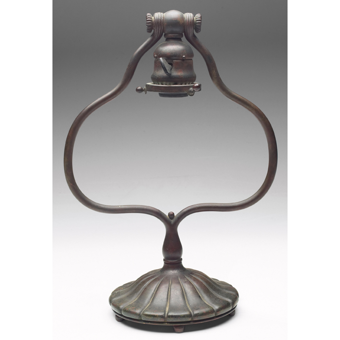 Appraisal: Tiffany Studios lamp base harp form in bronze original patina