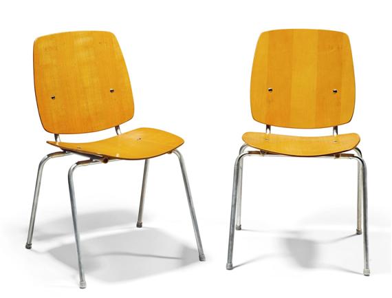 Appraisal: CORAY HANS - PAIR OF STACKING CHAIRS model designed for