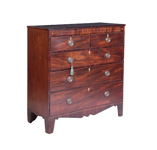 Appraisal: A Scottish late-Regency mahogany chest Of two-short and three-long graduated