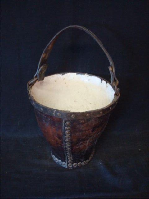 Appraisal: Leather Fire Bucket Good condition no decals From a Westport