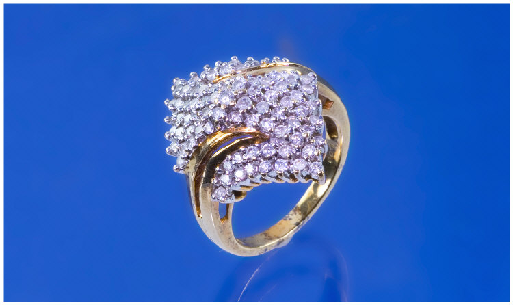 Appraisal: ct Gold Diamond Cluster Ring Round Brilliant Cut Diamonds Claw