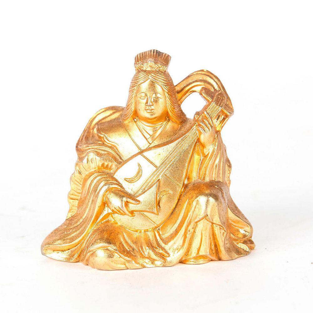 Appraisal: K GOLD PLATED FIGURINE JAPANESE GOD BENZAITEN Goddess of music