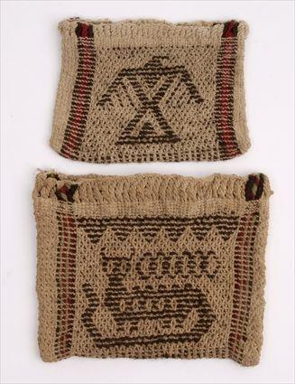 Appraisal: TWO GREAT LAKES FINGER-WOVEN PICTORIAL POUCHES and in