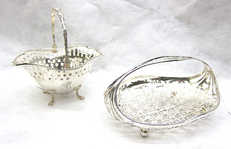 Appraisal: TWO STERLING SILVER BASKETS each with pierced designs and footed