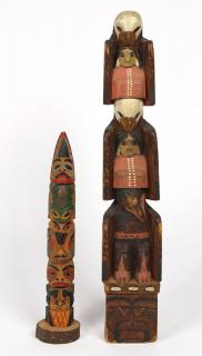 Appraisal: lot of Native American carved wood totem poles lot of