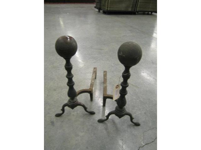 Appraisal: Pair of Early Cannonball Andirons