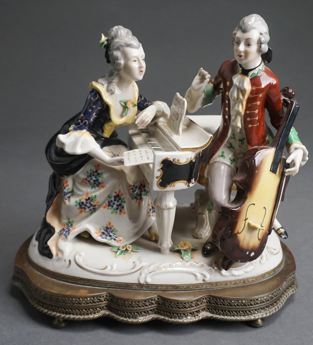 Appraisal: REUGE SWISS FIGURAL PORCELAIN 'LOVE STORY' MUSICAL FIGURINE H IN