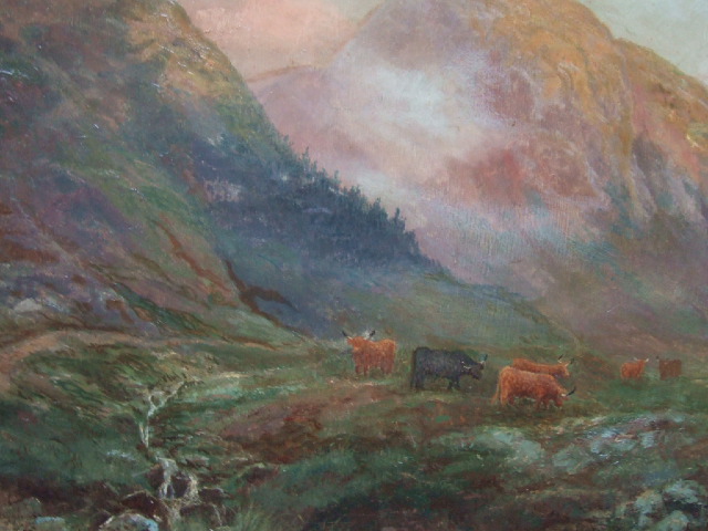 Appraisal: Alex Mortimer th th century Cattle in a highland landscape