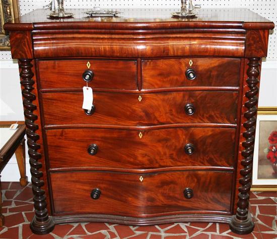 Appraisal: Scottish mahogany serpentine chest of drawers late th century shaped