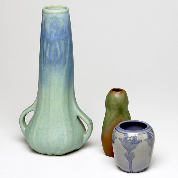 Appraisal: VAN BRIGGLE Etc Three vases two Van Briggle one tall