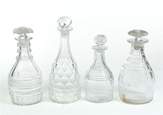 Appraisal: FOUR DECANTERS American and English mid th century Diamond cutting