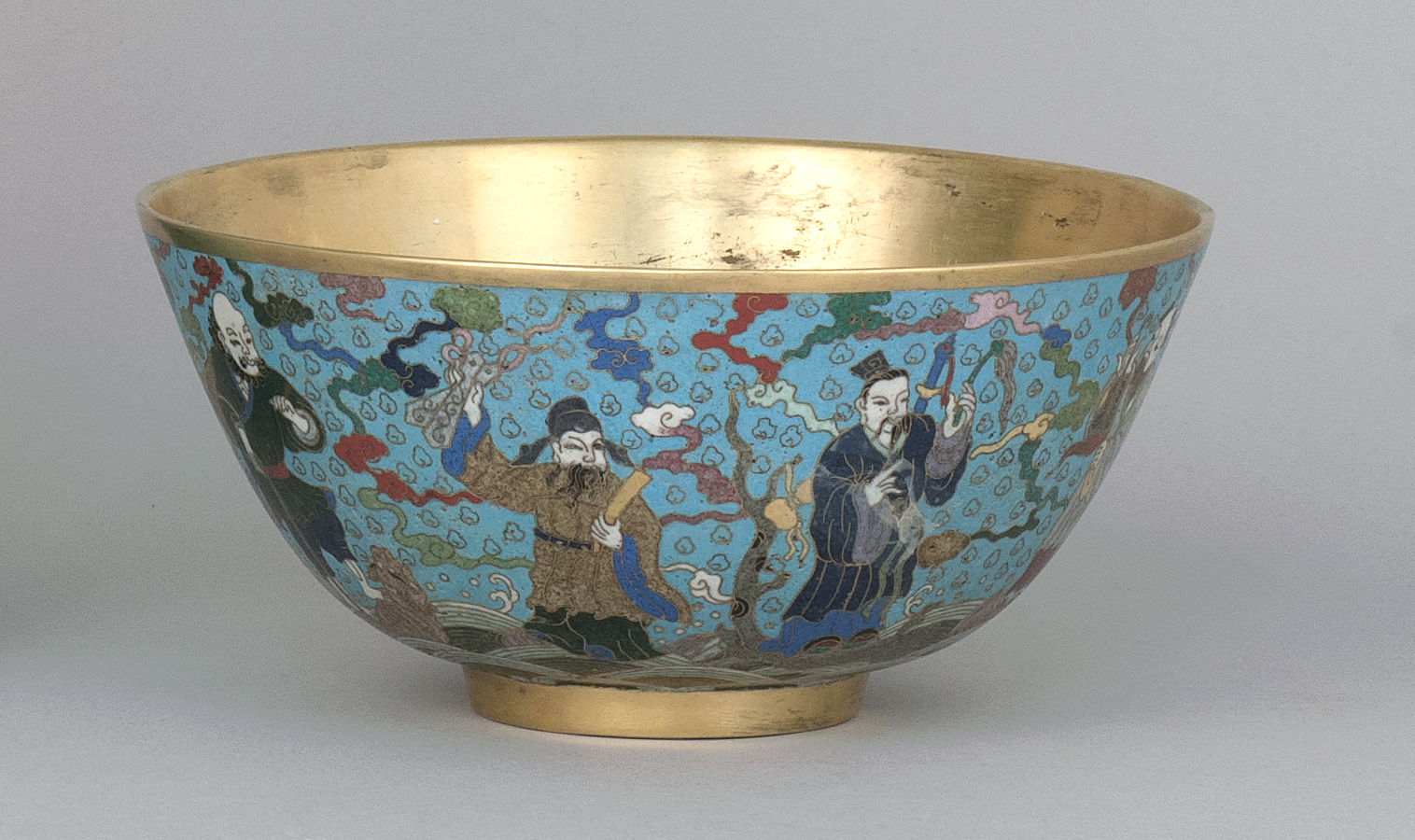 Appraisal: CLOISONN ENAMEL BOWL th th CenturyWith decoration of Immortals on