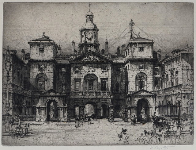 Appraisal: HEDLEY FITTON - 'Horse Guards London' etching pencil signed in