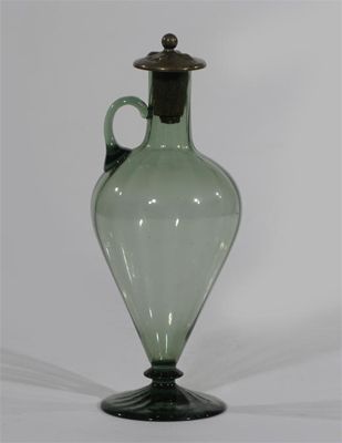 Appraisal: A James Powell Sons sea green glass decanter with silver