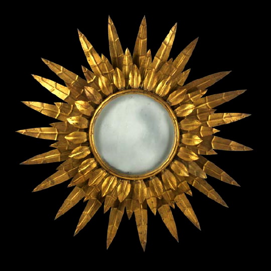 Appraisal: Italian Gilt-Metal Sunburst Looking Glass early th century the circular