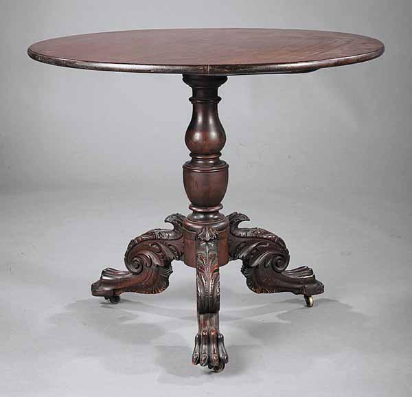 Appraisal: An American Classical Carved Mahogany Tilt-Top Tea Table early th