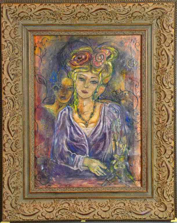 Appraisal: Signed Francis Picabia Oil Painting On CanvasDepicting a modernistic lady