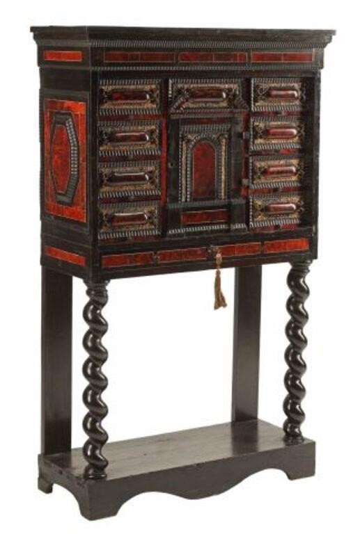 Appraisal: Portuguese inlaid contador cabinet on stand th c approx h