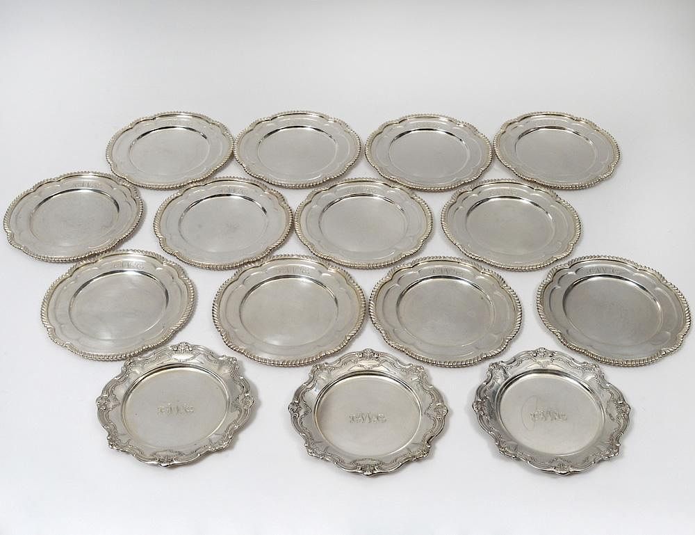 Appraisal: SET OF TWELVE STERLING SILVER BREAD AND BUTTER PLATES American