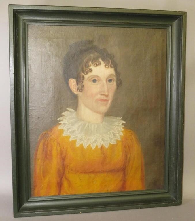 Appraisal: OIL ON CANVAS PORTRAITca folk art portrait signed on reverse