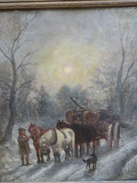 Appraisal: ALEXIS DE LEEUW Belgian act - Snowscene with Log Wagon