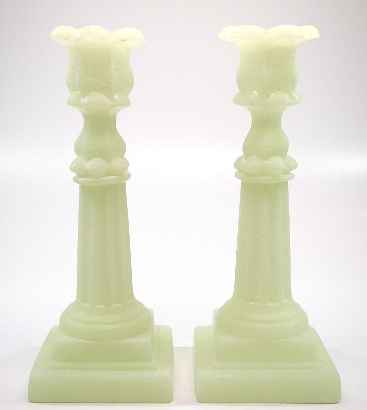 Appraisal: Pressed Petal Columnar candlesticks pair A pair of mid th