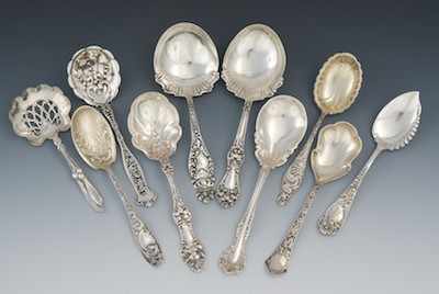 Appraisal: A Lot of Ten Sterling Silver Serving Utensils by Baker-Manchester