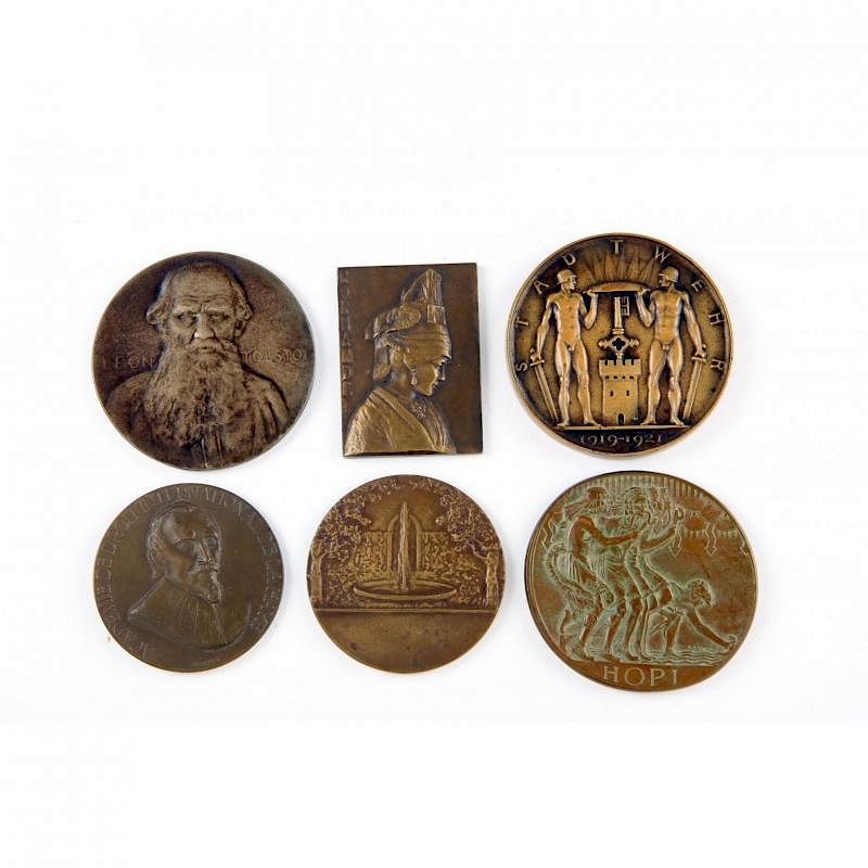 Appraisal: Six Early th Century Art Medallions a diverse assortment to