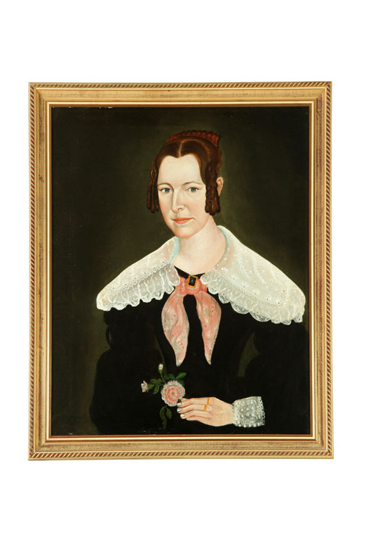 Appraisal: PORTRAIT OF HULDA HANCOCK NEW YORK LATE S Oil on