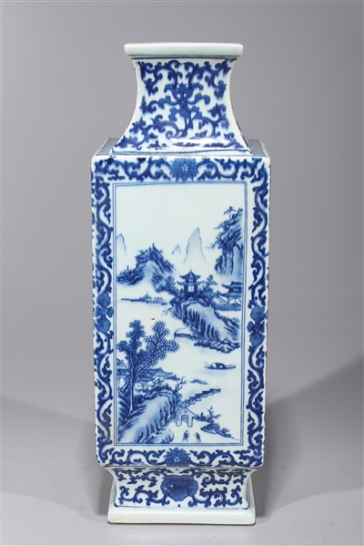 Appraisal: Chinese square form blue and white Qianlong style vase with