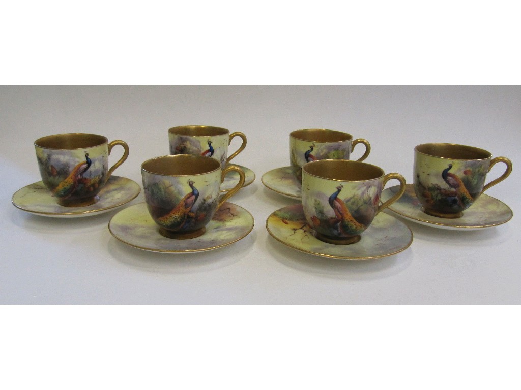 Appraisal: Six Royal Worcester coffee cups and saucers by Reginald H