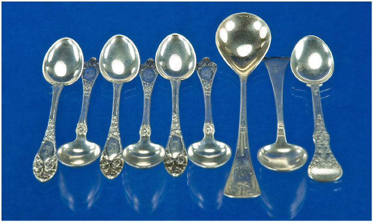 Appraisal: Set Of Six Silver Norwegian Tea Spoons Of Floral Design