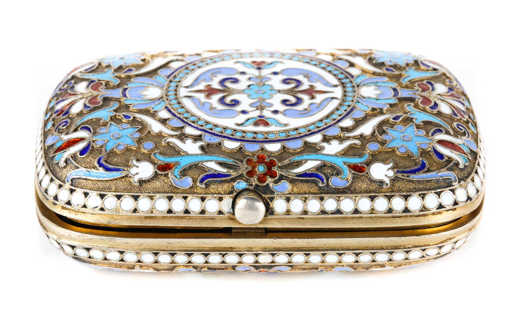 Appraisal: Russian cloisonne enamel silver-gilt snuff box Cyrillic initials VA possibly